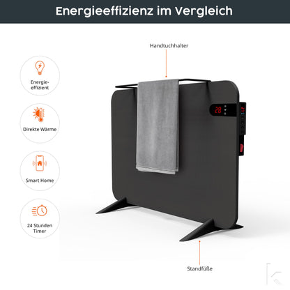 Könighaus 450W Smart Dual-Infrarotheizung V2 – Schwarz