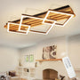 GBLY LED Deckenleuchte Holz, 70 cm, dimmbar, 46 W, schwarz eckig – aus Holz und schwarzem Eisen, mit Fernbedienung