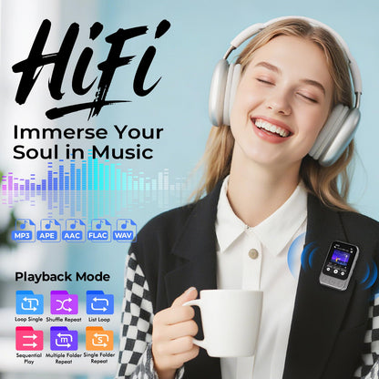 ODEJOI X90 MP3-Player Bluetooth 5.3, 64 GB, Touchscreen & Lautsprecher