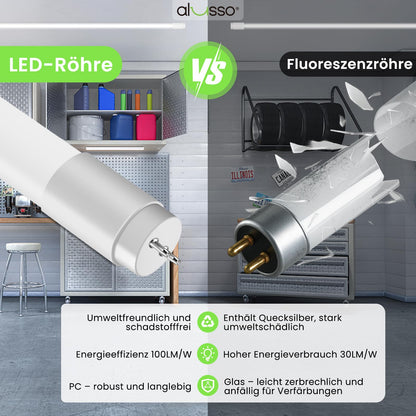 ALUSSO LED Röhre T8 120 cm 6000K Kaltweiss G13 18W 10er-Pack