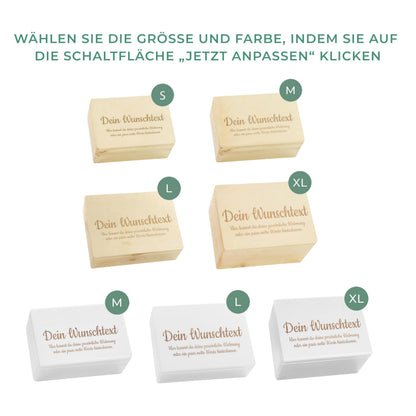 LAUBLUST Holzkiste mit Wunschgravur, Erinnerungsbox aus Kiefernholz