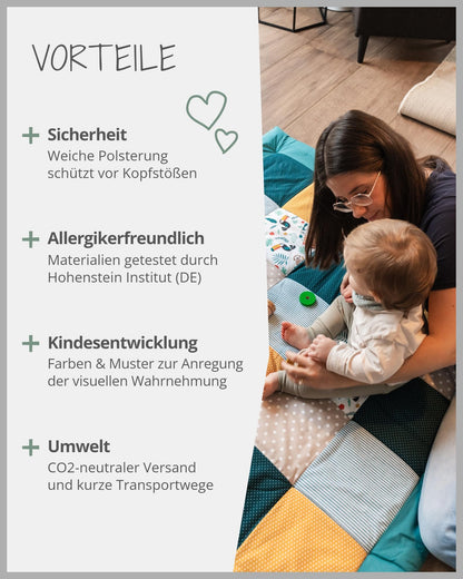 ULLENBOOM Krabbeldecke Baby – Dschungel Design 140x140 cm