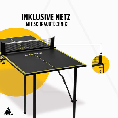 JOOLA Mini Tischtennisplatte Indoor Dark-Grey – Freizeittisch mit Netz