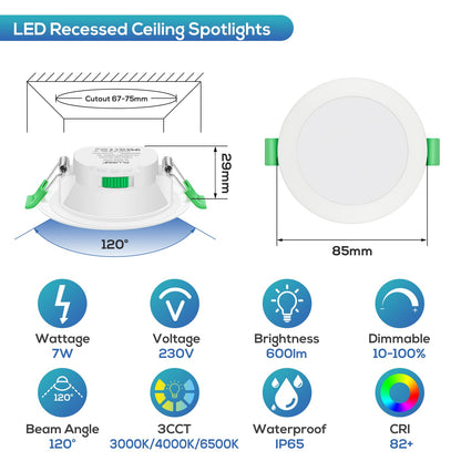 ALUSSO LIGHTING LED Einbauspot Flach Dimmbar IP65 68mm – 6er Set