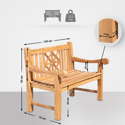 CLP Teak-Gartenbank Florida I – Vollholz Sitzbank 120 cm Teak