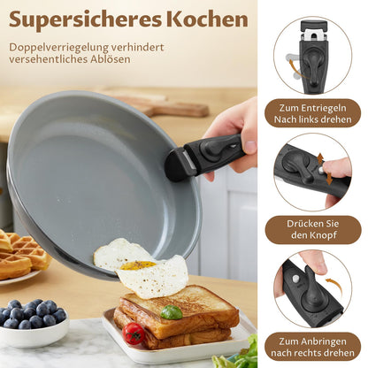 BEZIA Induktions Topfset 17-tlg – Keramik, abnehmbare Griffe