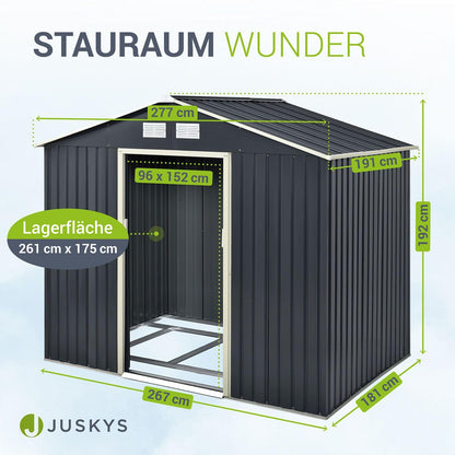 Juskys Metall Gerätehaus XL 9m³ – 277x191x192cm anthrazit