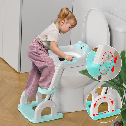 KYYOKE Toilettentrainer mit Treppe, 2-in-1 Kindertoilettensitz, blau