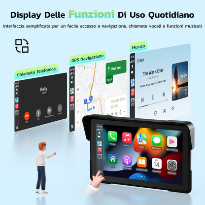 LAMTTO 7" Motorrad CarPlay & Android Auto Bildschirm IP67