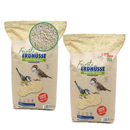 Paul's Mühle Vogelfutter Erdnusskerne gehackt blanchiert 20 kg, gehackte blanchierte Erdnusskerne zur Vogelfütterung