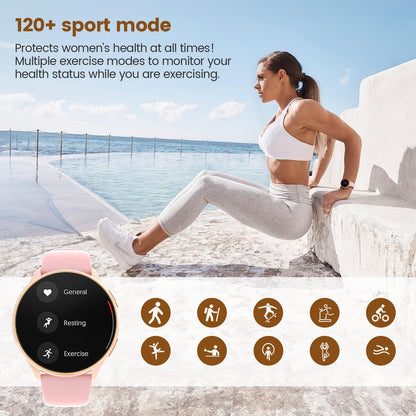 SLOKSFil S53 Smartwatch Damen mit Telefonfunktion, Roségold