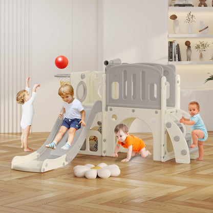 hoopyosms Kinder Rutsche Klettergerüst Spielturm Set - Grau