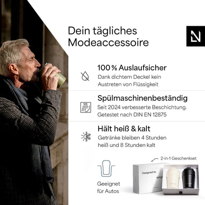 LARS NYSØM Thermokaffeebecher to go Set 2x380ml – Rot/Schwarz