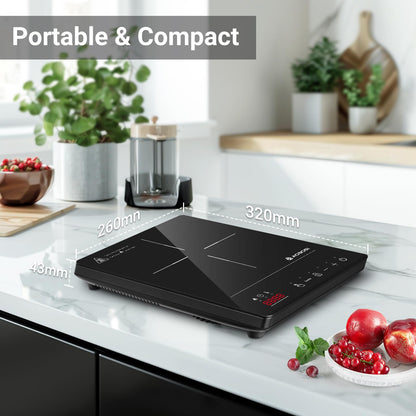 Aobosi Induktionskochfeld 1 Platte, 2000 W, tragbar, schwarz