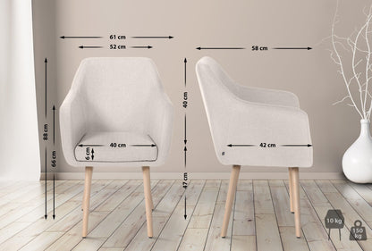 CLP Esszimmerstuhl Utrecht Stoff Creme, Natur Holzgestell