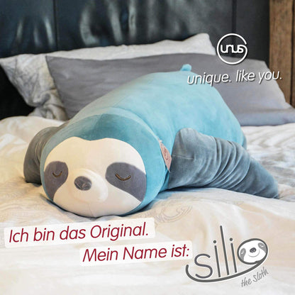 UNUS Faultier Kuscheltier Seitenschläferkissen – 100 cm Türkis