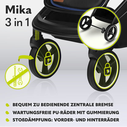 LIONELO Mika 3in1 Kinderwagen Set Babyschale - Blue Navy