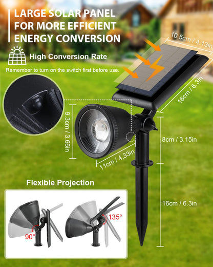BLOOMWIN Solar Gartenstrahler Warmweiss 2er-Set mit Erdspiess IP65