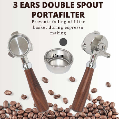 alouweekuky Siebträger 51mm mit Doppelauslauf für DeLonghi Dedica