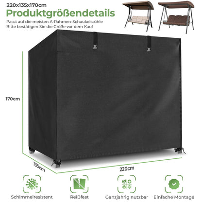 Lohofrnny Hollywoodschaukel Abdeckung 3-4 Sitzer 600D Schwarz