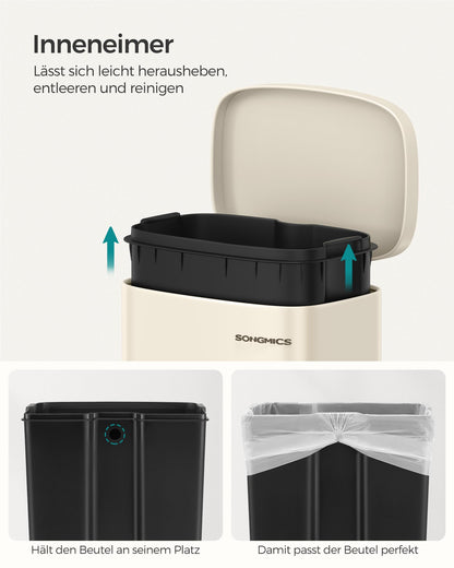SONGMICS LTB03A02 Tret-Küchenmülleimer 30 Liter Sandbeige