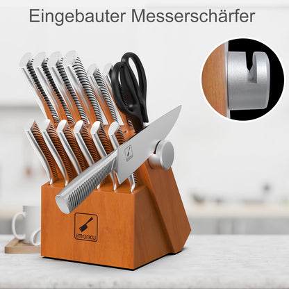 imarku Messerblock japanisches Küchenmesser Set 14-teilig