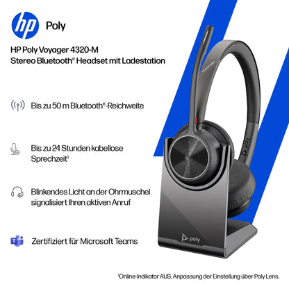 Poly Voyager 4320 UC Stereo-Bluetooth-Headset mit Ladestation