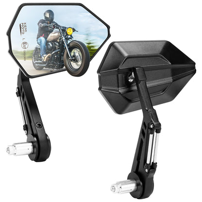 KEMIMOTO Lenkerendenspiegel Motorrad 2 Stück, E-geprüft, 22 mm – 360° drehbar