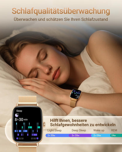 Fitpolo IDW28 Smartwatch mit Telefonfunktion, 1,85 Zoll Fitnessuhr
