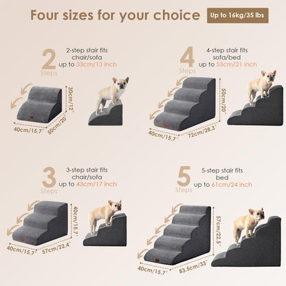 EHEYCIGA Hundetreppe 4 Stufen, 50 cm hoch, Haustiertreppe, Grau