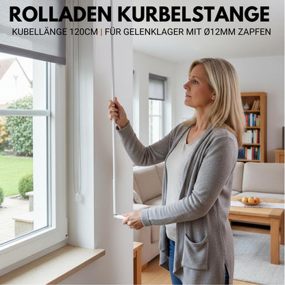 markiso Rolladen-Kurbelstange 120 cm, Aluminium weiss, Ø 12 mm Zapfen