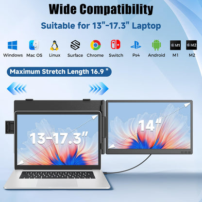Siaviala KX2 Laptop Screen Extender 14 Zoll FHD IPS Dual-Monitor