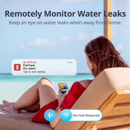 SwitchBot WLAN Wassermelder mit 1 m Sensorkabel, 100 dB Alarm, IP67