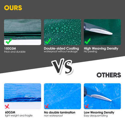 GZBtech Gewebeplane Schutzplane 6x6m - Grün, 150g/m²