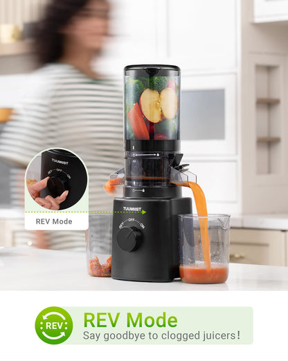 TUUMIIST Slow Juicer 180, Entsafter mit 120 mm Einfüllschacht, schwarz