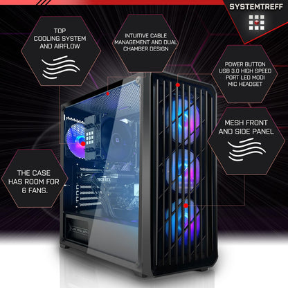 SYSTEMTREFF Basic Gaming PC AMD Ryzen 7 5700G 32GB RAM 1TB NVMe