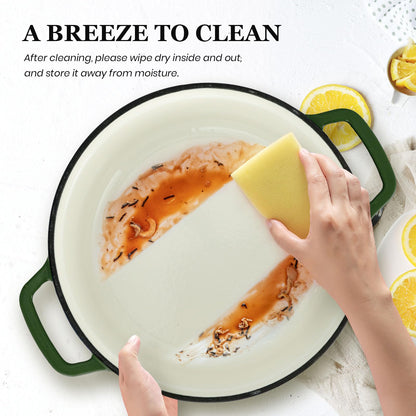 Overmont Bräter Dutch Oven Gusseisen Emailliert 26cm - Dunkelgrün