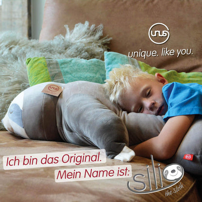 UNUS Faultier Kuscheltier Seitenschläferkissen - Grau, 100 cm