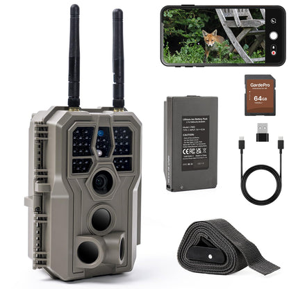 GardePro E8 2.0 Pro Wildkamera mit WLAN, 64MP 4K und 64GB SD-Karte