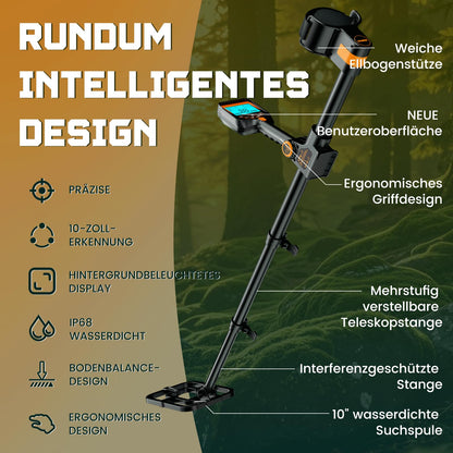 OKESAM Metalldetektor Profi – Wasserdicht Faltbar 10 Zoll Spule