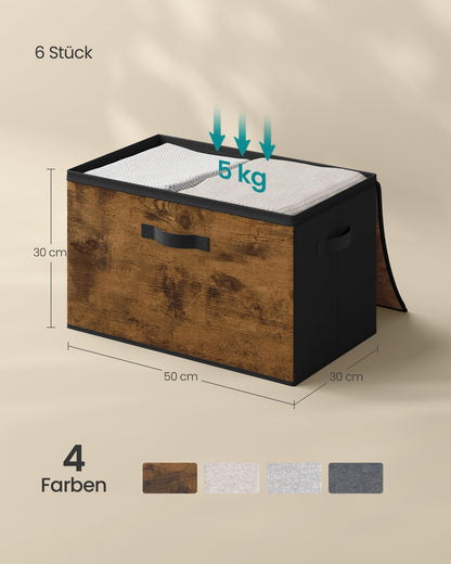 SONGMICS Aufbewahrungsbox mit Deckel, faltbare Stoffbox, 6er Set