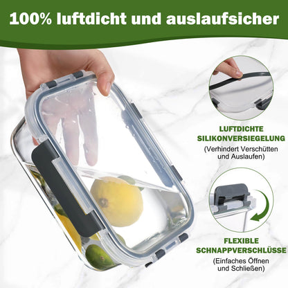 YASHE Vorratsbehälter Glas mit Deckel, 12-teilig, luftdicht
