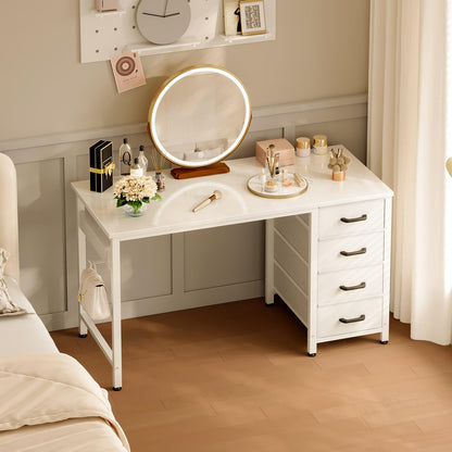 ODK Schreibtisch mit 4 Schubladen, Computertisch 100 x 48 cm, weiss
