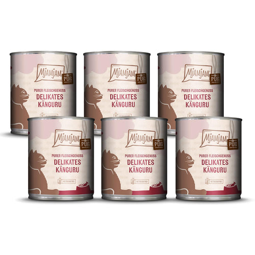 MjAMjAM Nassfutter für Katzen Känguru pur, getreidefrei, 6 x 800 g