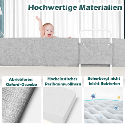 LZQ Bettgitter Rausfallschutz höhenverstellbar 200 cm Grau