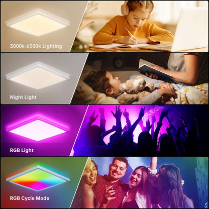 BLNAN RGB LED Deckenleuchte dimmbar mit Fernbedienung, 24W, weiss