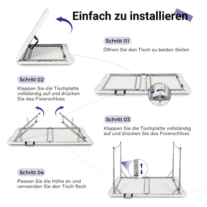 Byliable Klapptisch 120 cm tragbar höhenverstellbar – Weiss