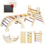 BlueWood 3-in-1 Montessori Indoor Kletterdreieck Set - Regenbogen. Modulares, dreieckiges Set in Regenbogenfarben. Fördert Motorik & Klettern bei Kindern.