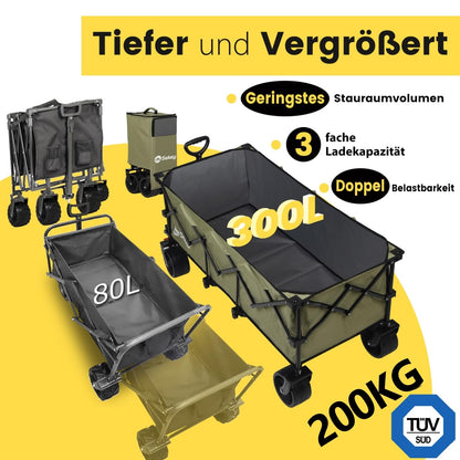 Sekey XXXL-Super 4013 Bollerwagen Faltbar - Olivgrün