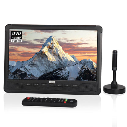 August DA383 Tragbarer 10-Zoll-HD-Fernseher mit DVD-Player und Akku mit schwenkbarem Ständer